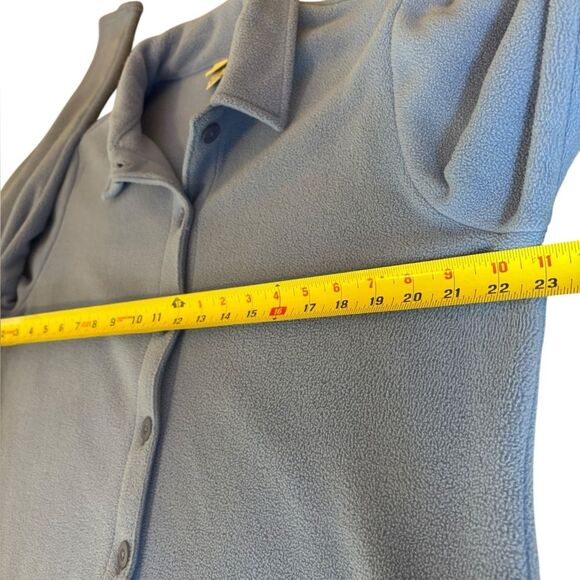 LL Bean Blue Fleece Button Up Shacket Collared Womens Size Large Reg - Picture 7 of 8